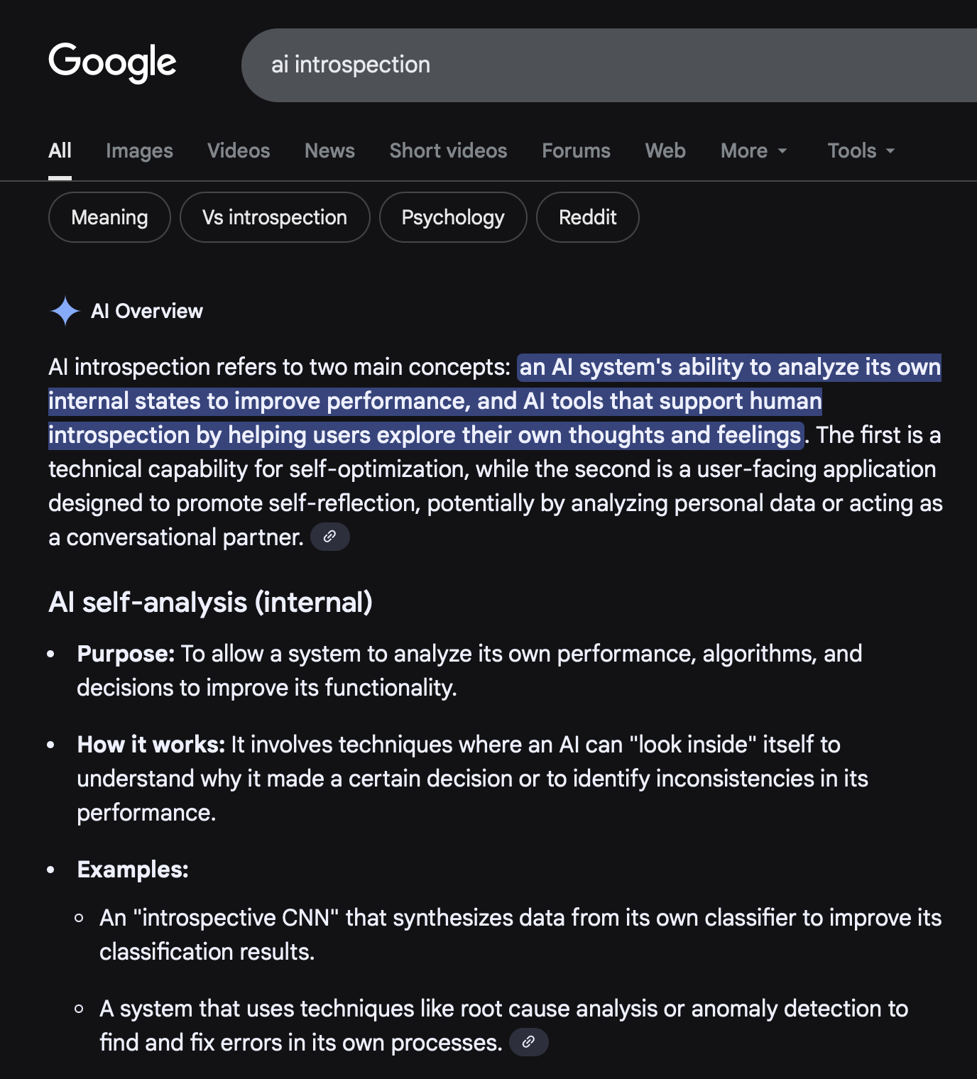AI Introspection Detail